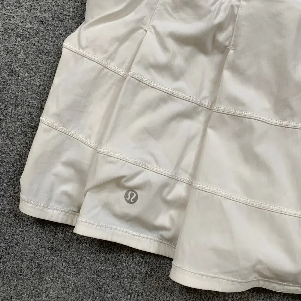 Lululemon Skort Womens 10 White Pace Rival Drop In Pockets Training Inner Lined